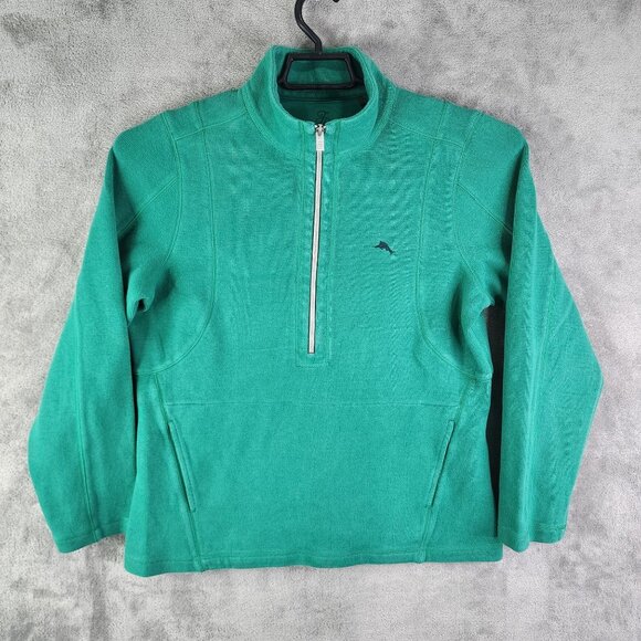 Men's Green Tommy Bahama Sweater 1/2 Zip Pullover Long Sleeve Size L - Picture 2 of 13